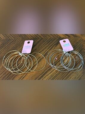 Choice Gold or Silver Hoop Bangle Bracelet Set - NEW